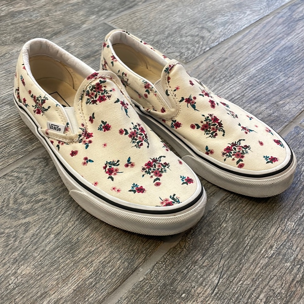 Vans Classic slip-on Ditsy Floral off-white red pink green mens 4.5 womens 6